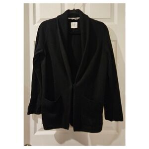 Anthropologie HWR Wool Blend Shawl Collar Cardigan Sweater Blazer‎ XS Black